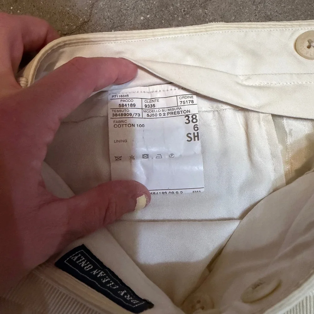 Polo Ralph Lauren Pants Men 38 Cream Corduroy Made in Italy Preston Cuffed Baggy